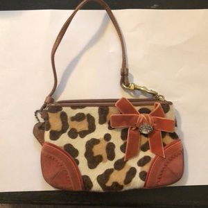 Coach cow print wristlet